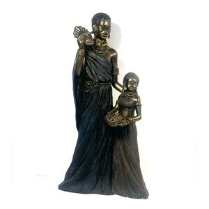 VINTAGE SEYMOUR MANN AFRICAN MOTHER CHILD ORNATE ART DECO SCULPTURE STATUE 12.5”